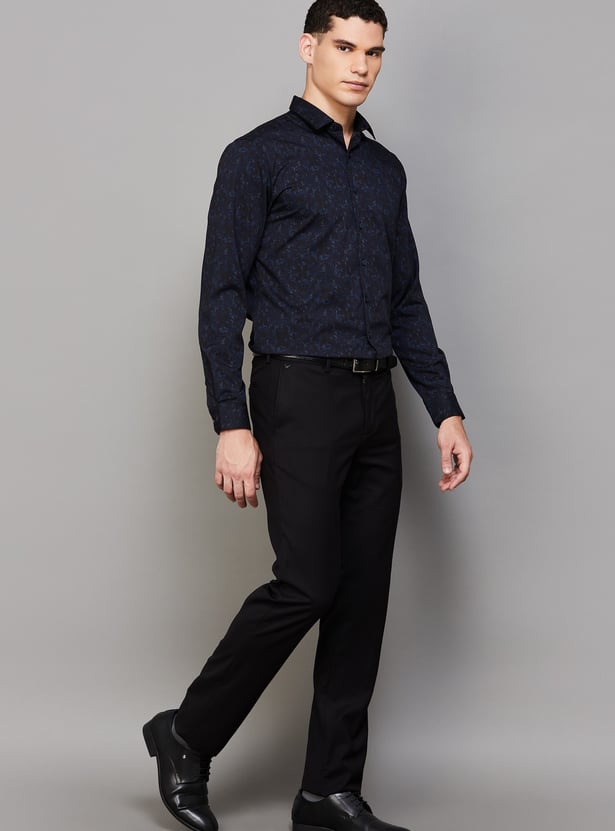 BLACKBERRYS Solid Slim Straight Formal Trousers