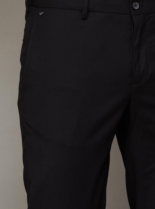 BLACKBERRYS Solid Slim Straight Formal Trousers