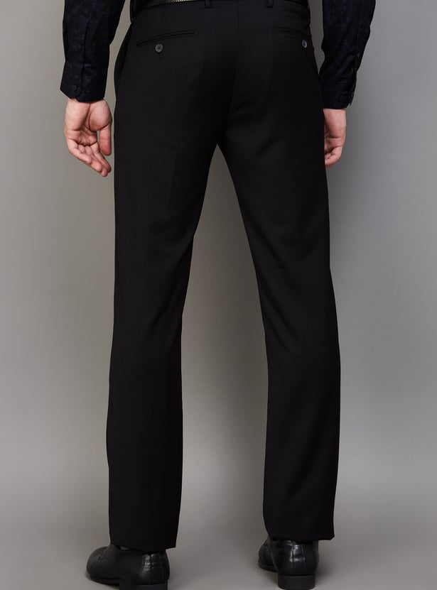 BLACKBERRYS Solid Slim Straight Formal Trousers