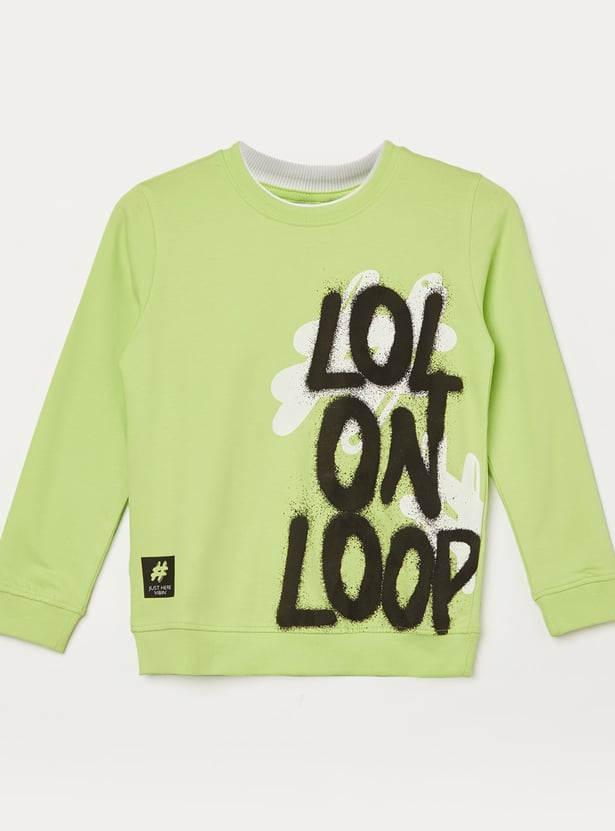FAME FOREVER Boys Typographic Print Crew Neck Sweatshirt