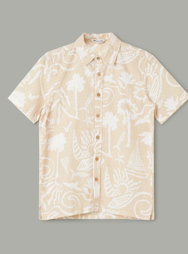 FAME FOREVER Boys Tropical Print Shirt