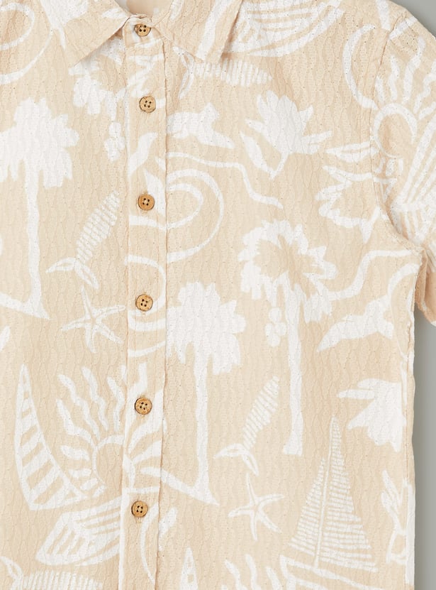 FAME FOREVER Boys Tropical Print Shirt