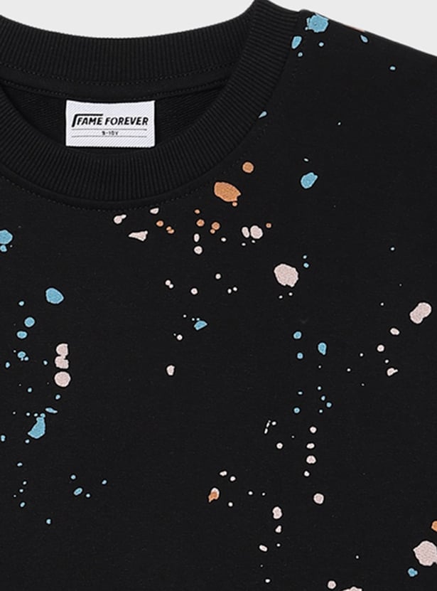 FAME FOREVER Boys Paint Splattered Sweatshirt