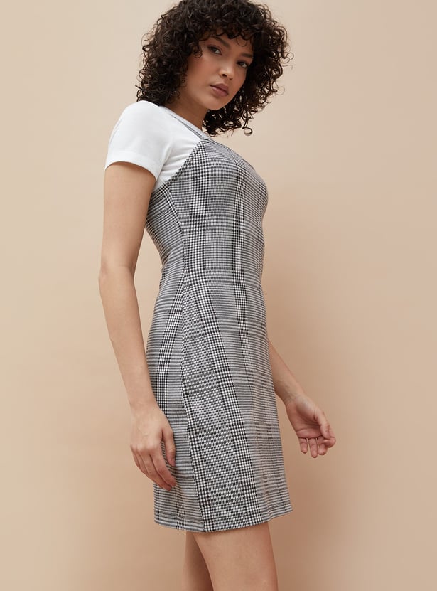 GINGER Checked Pinafore Dress with Top