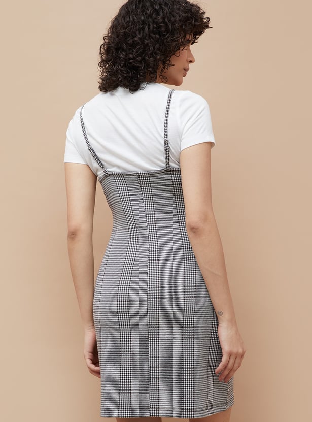 GINGER Checked Pinafore Dress with Top