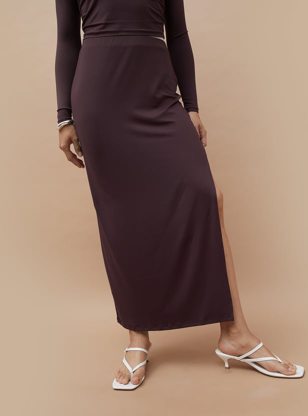 GINGER Solid Slitted Skirt