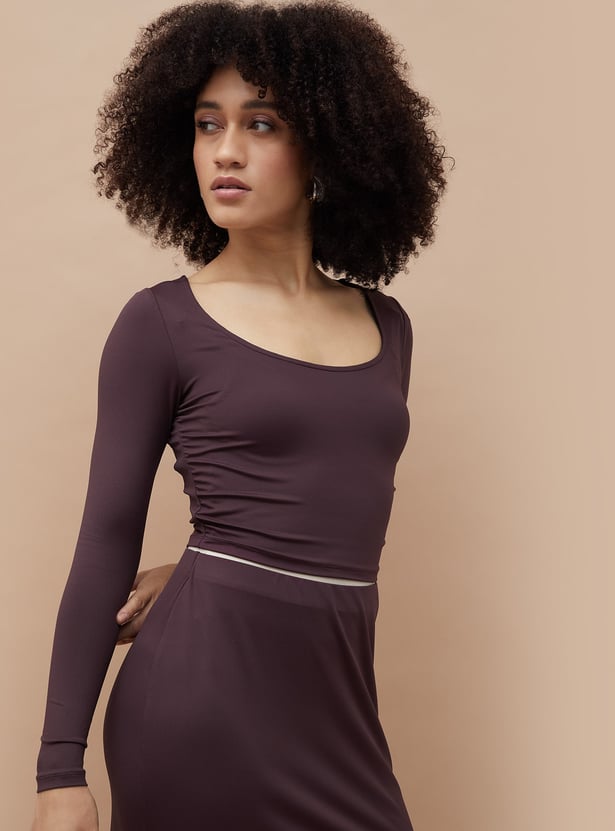 Buy GINGER Solid Scoop Neck Top from Ginger at just INR 999.0