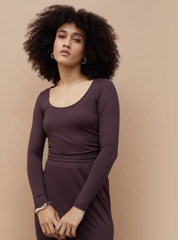 GINGER Solid Scoop Neck Top