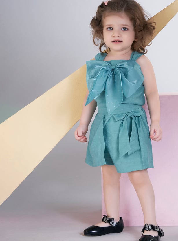 PEPPERMINT Girls Bow Detail Top with Skort