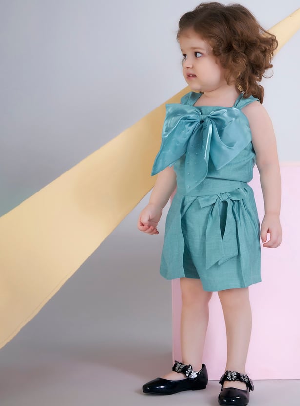 PEPPERMINT Girls Bow Detail Top with Skort