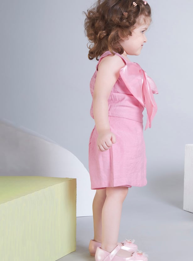 PEPPERMINT Girls Bow Detail Top with Skort