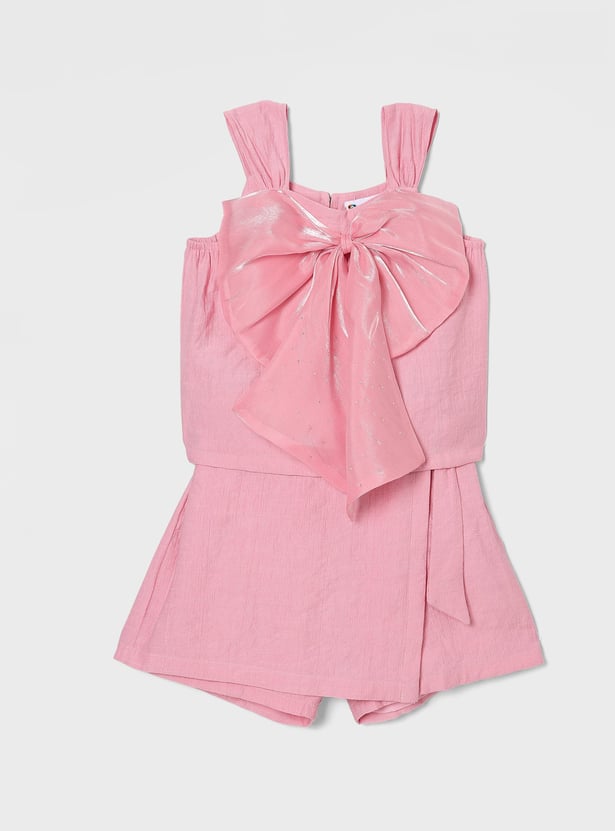 PEPPERMINT Girls Bow-Detailed Top with Skort