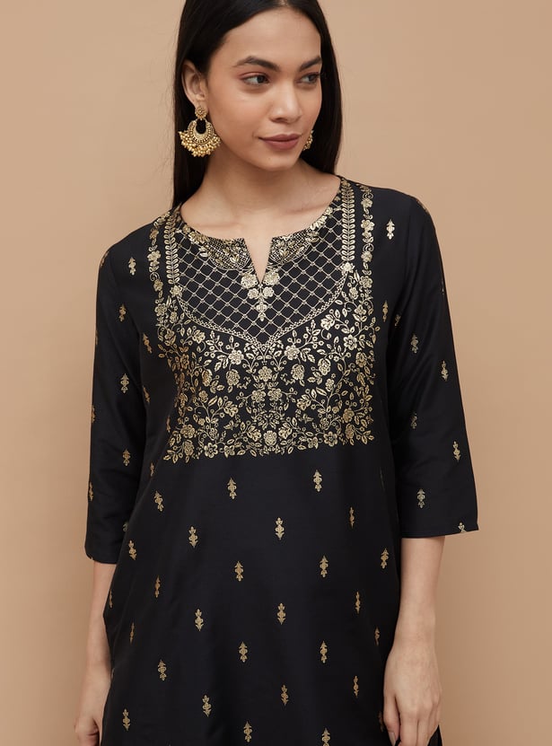 MELANGE Foil Print Straight Kurta