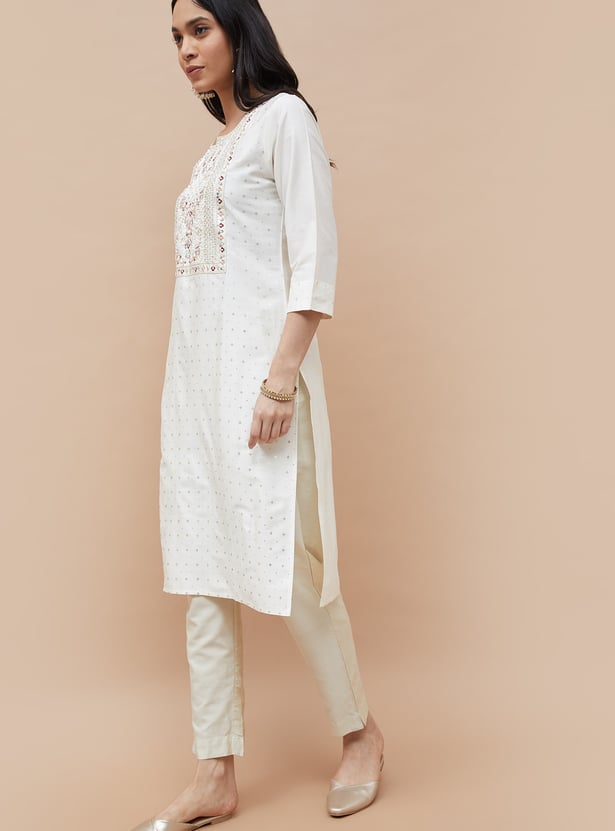 MELANGE Embroidered Straight Kurta