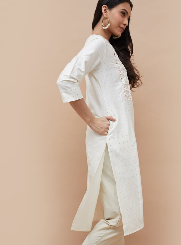 MELANGE Embroidered Straight Kurta