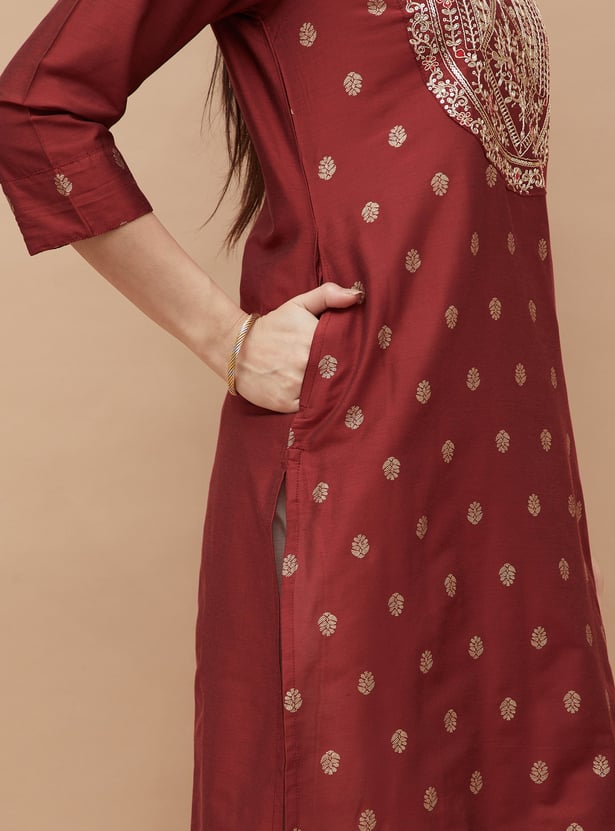 MELANGE Ethnic Motif Straight Kurta