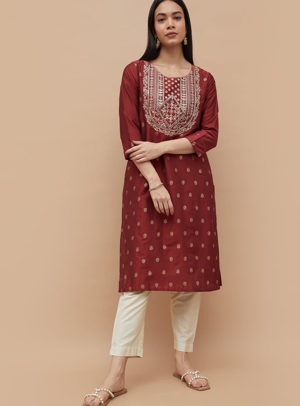 MELANGE Ethnic Motif Straight Kurta