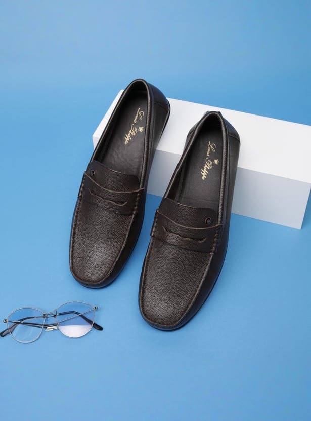LOUIS PHILIPPE Textured Leather Loafers