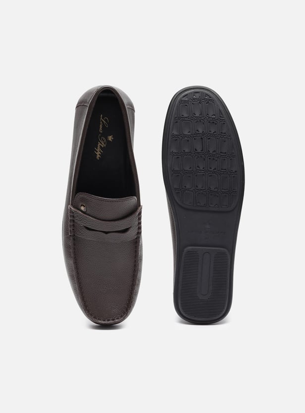 LOUIS PHILIPPE Textured Leather Loafers