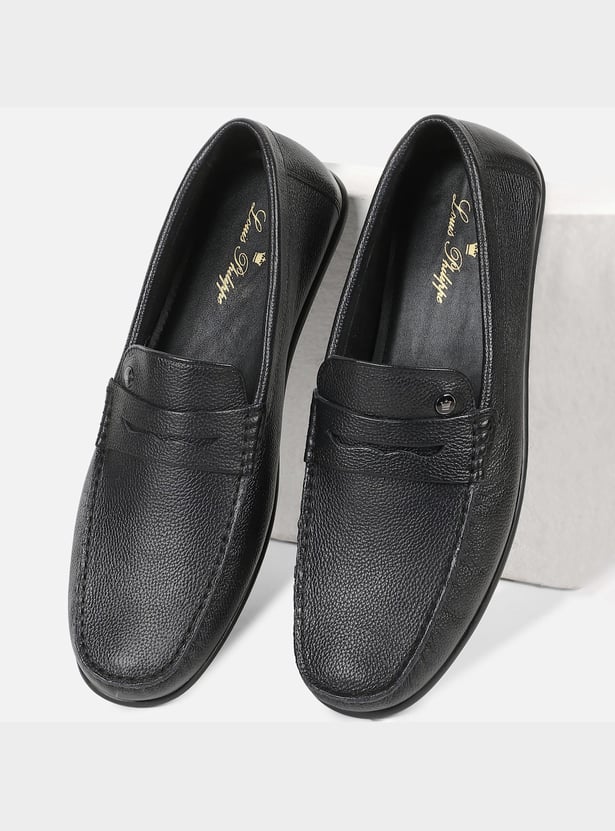 LOUIS PHILIPPE Textured Penny Loafers