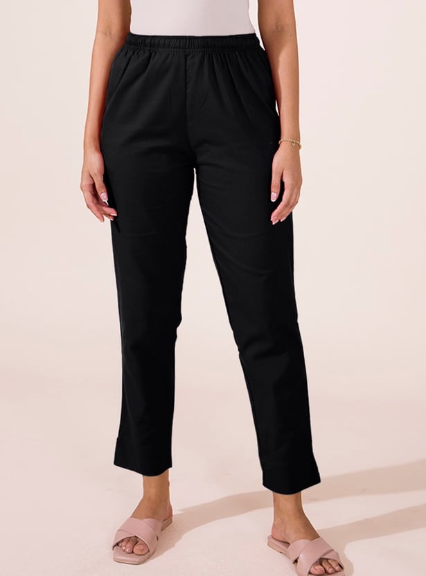 GO COLORS Solid Straight Pants