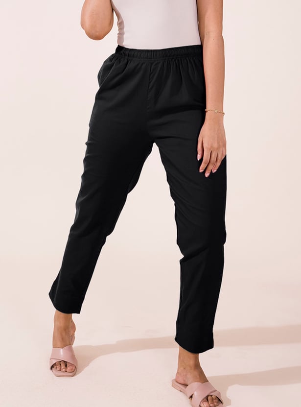 GO COLORS Solid Straight Pants