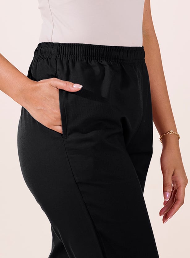 GO COLORS Solid Straight Pants