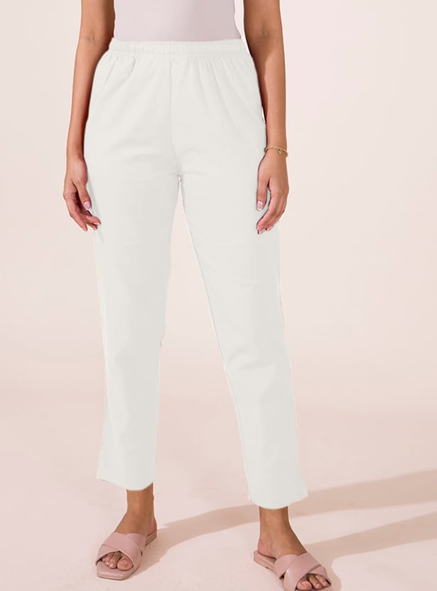 GO COLORS Solid Straight Pants