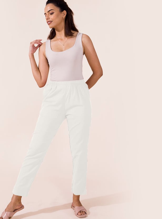 GO COLORS Solid Straight Pants