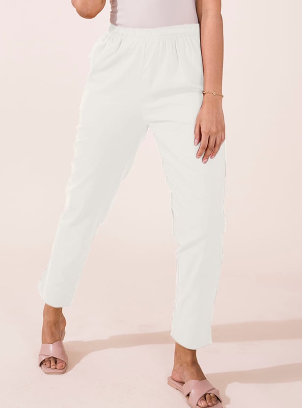 GO COLORS Solid Straight Pants