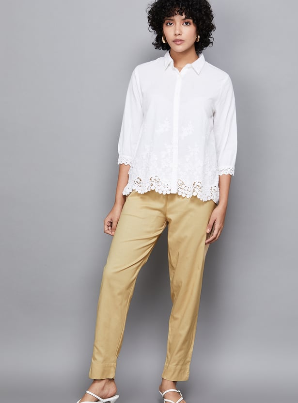 GO COLORS Solid Straight Pants
