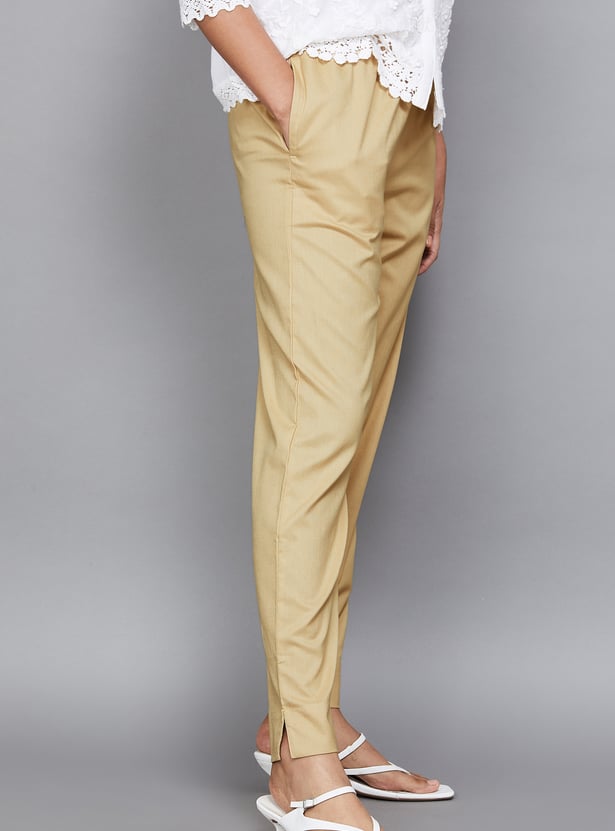 GO COLORS Solid Straight Pants
