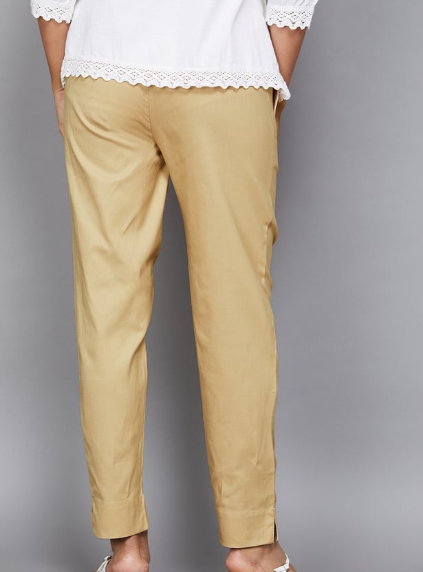 GO COLORS Solid Straight Pants