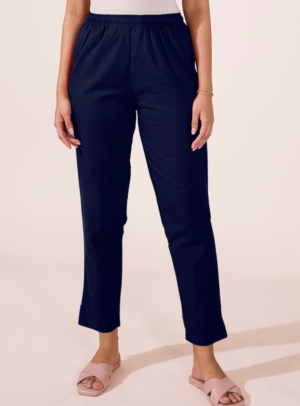 GO COLORS Solid Straight Pants
