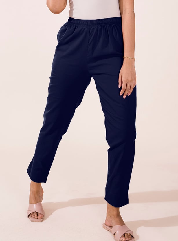 GO COLORS Solid Straight Pants