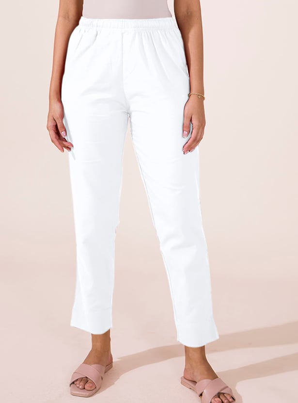 GO COLORS Solid Straight Pants