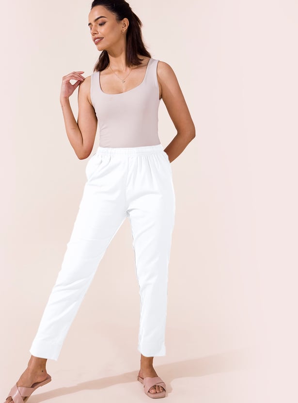 GO COLORS Solid Straight Pants