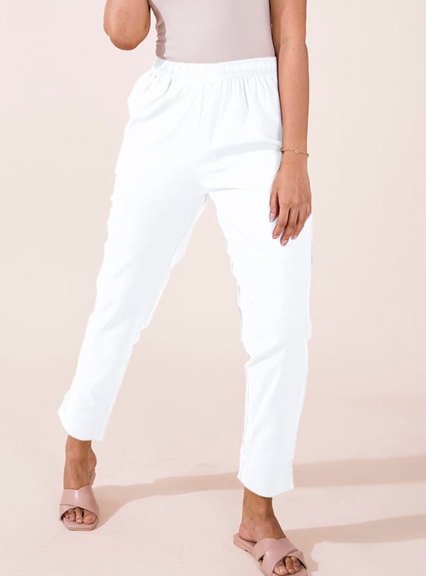 GO COLORS Solid Straight Pants