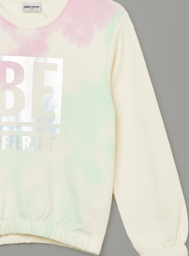 FAME FOREVER Girls Tie-Dye Print Sweatshirt