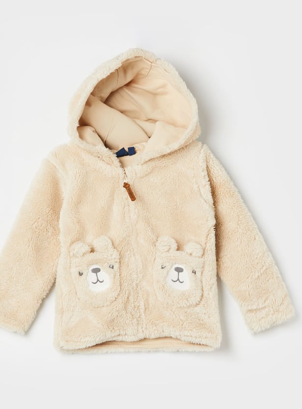 JUNIORS Boys Hooded Sweatshirt with Bear Pockets