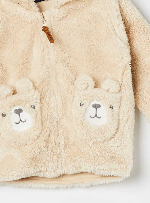 JUNIORS Boys Hooded Sweatshirt with Bear Pockets