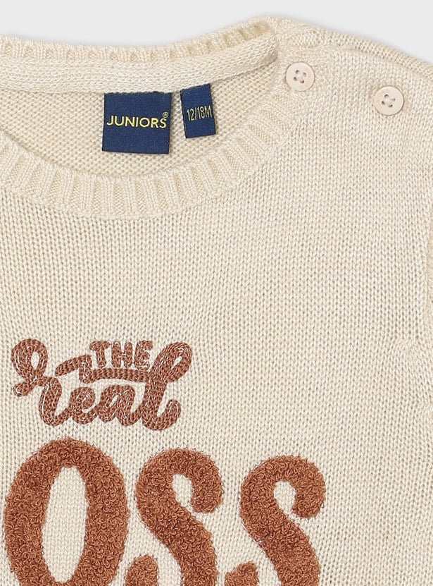 JUNIORS Boys Chenille Embroidered Sweater
