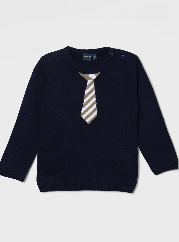JUNIORS Boys Tie-Knitted Sweater