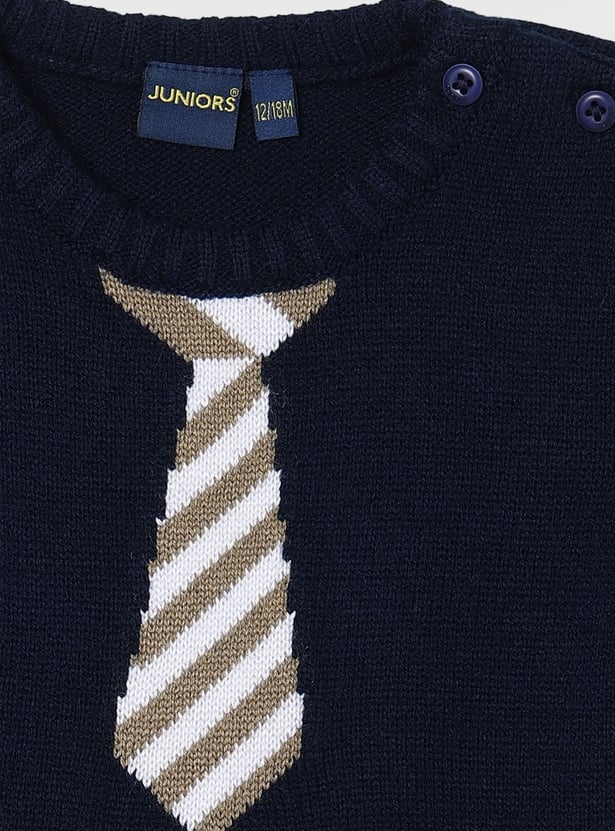 JUNIORS Boys Tie-Knitted Sweater