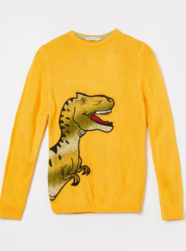 FAME FOREVER Boys Dinosaur Applique Sweater