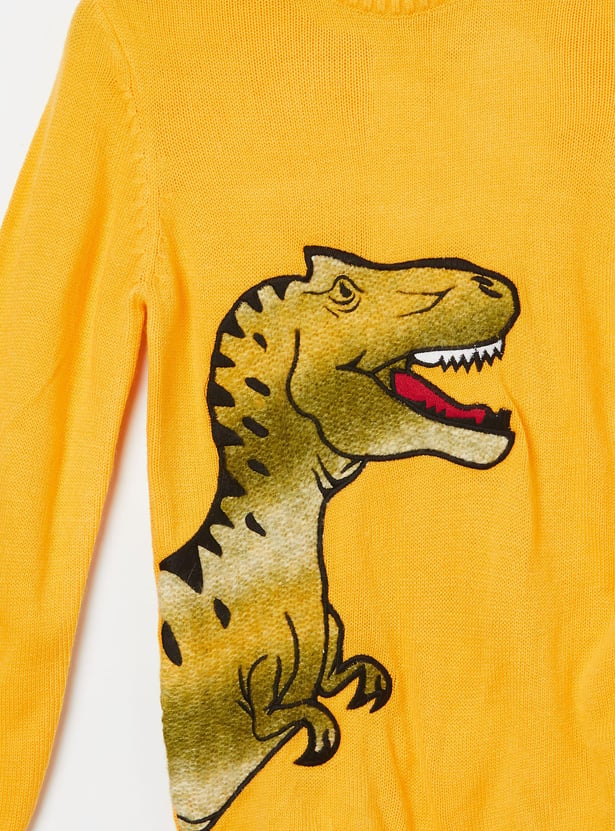 FAME FOREVER Boys Dinosaur Applique Sweater
