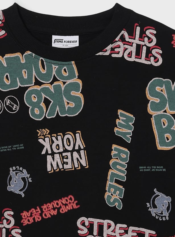 FAME FOREVER Boys Typographic Print Sweatshirt