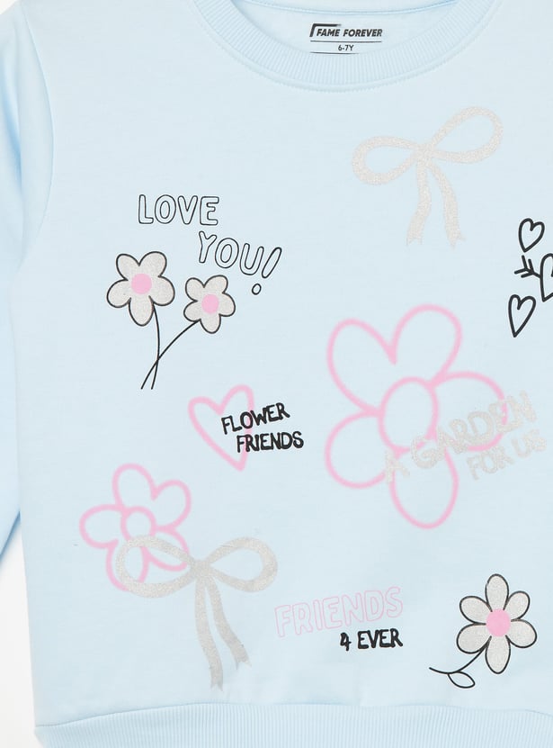 FAME FOREVER Girls Floral Print Sweatshirt