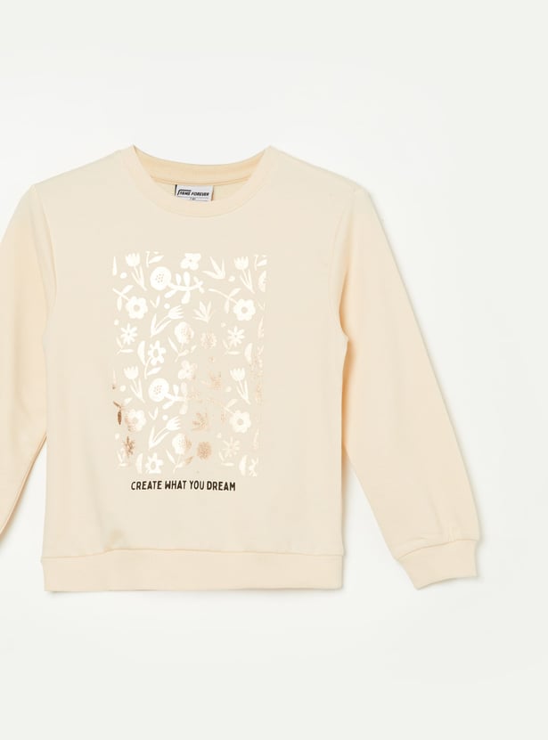 FAME FOREVER Girls Metallic Print Sweatshirt