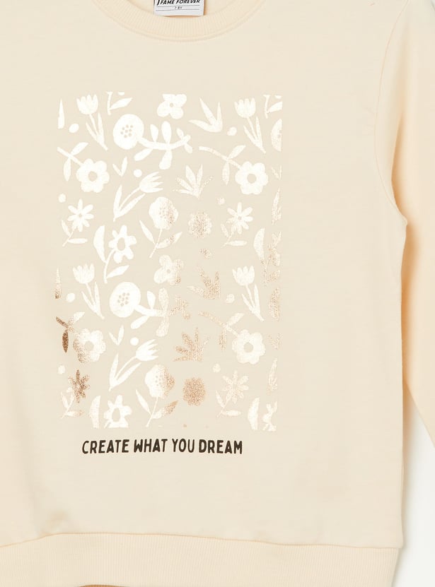 FAME FOREVER Girls Metallic Print Sweatshirt